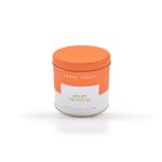 Orange cylindrical tin with a matching orange lid and a white label on the front reading 'TRUFFLES' (gift-style packaging).
